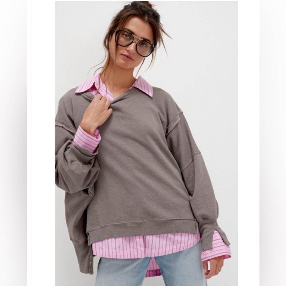 NEW Free People x We The Free Camden Sweatshirt in Phantom Heather - Picture 8 of 8